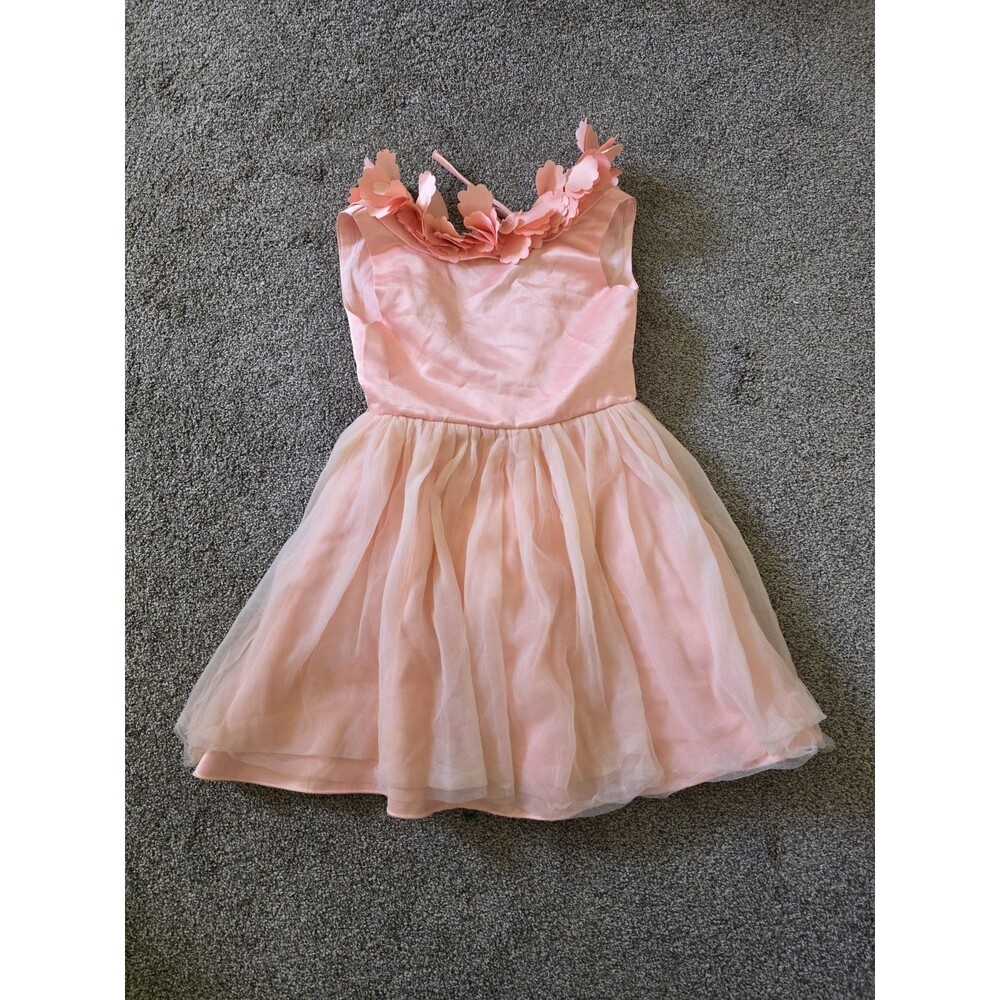 NWOT trish scully child Satin Tulle dress girls 5yr peach  Special Occasion
